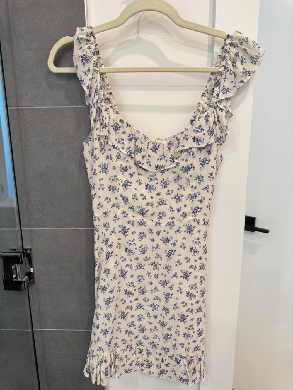 Reformation Floral Ruffle Mini Dress